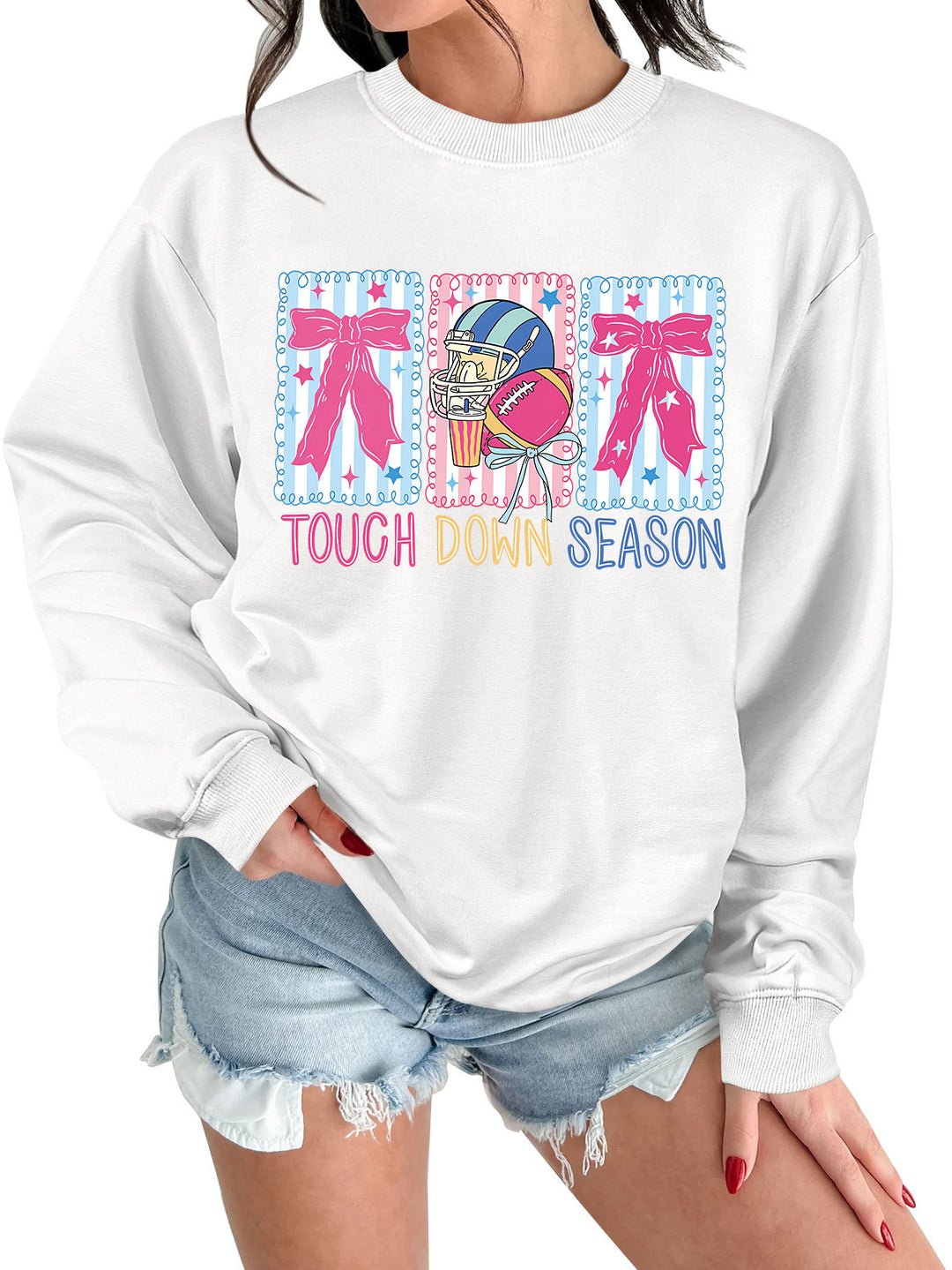 Damen Sweatshirt mit kreativem Football-Motiv und lässigem Schnitt Drune