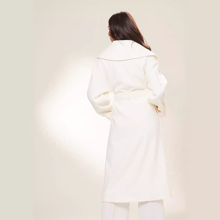 Damen Langer Oversize-Wickelmantel mit großzügigem Schalkragen und Bindegürtel Drune