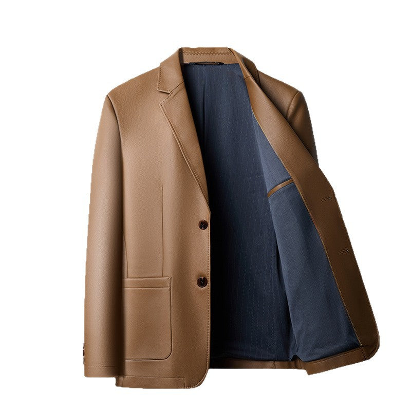 Herren Eleganter Kunstlederblazer mit modernem Schnitt und praktischen Taschen Drune