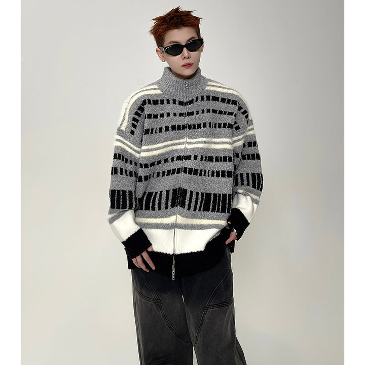 Herren Trendige Oversized Strickjacke mit Reißverschluss Drune
