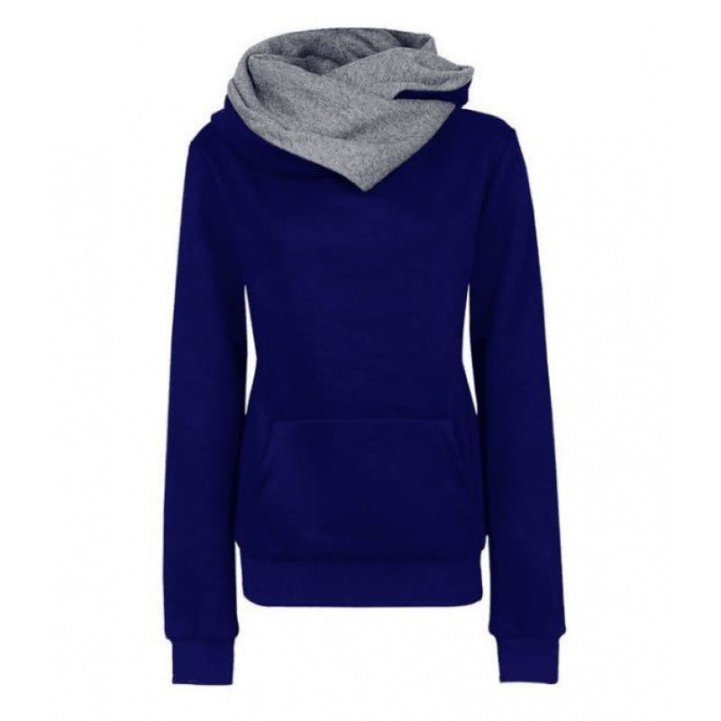 Damen Taillierter Kapuzenpullover mit überlappendem Schalkragen und Kängurutasche Drune