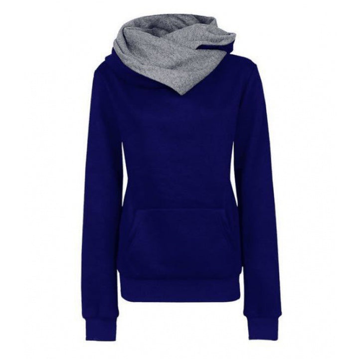 Damen Taillierter Kapuzenpullover mit überlappendem Schalkragen und Kängurutasche Drune