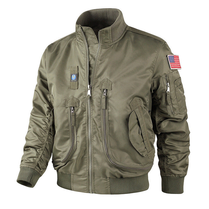 Herren bomberjacke mit hohem Kragen und multifunktionalen Taschen Drune