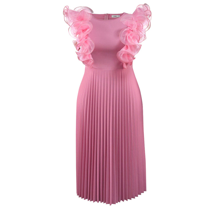 Damen Plissee Kleid mit voluminösen Rüschendetails Drune