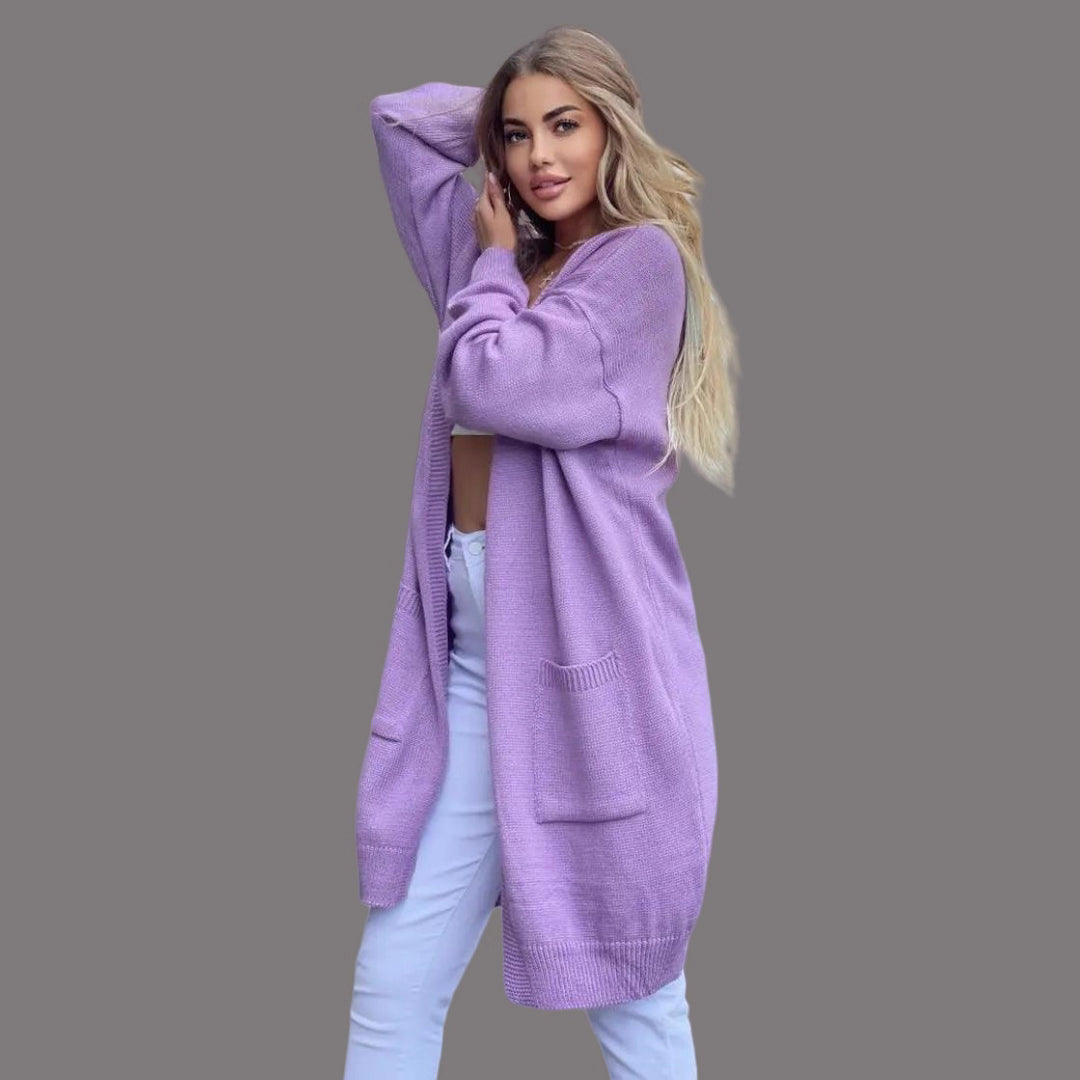 Damen Grobstrick-Cardigan mit großzügigen Taschen und offenem Schnitt Drune