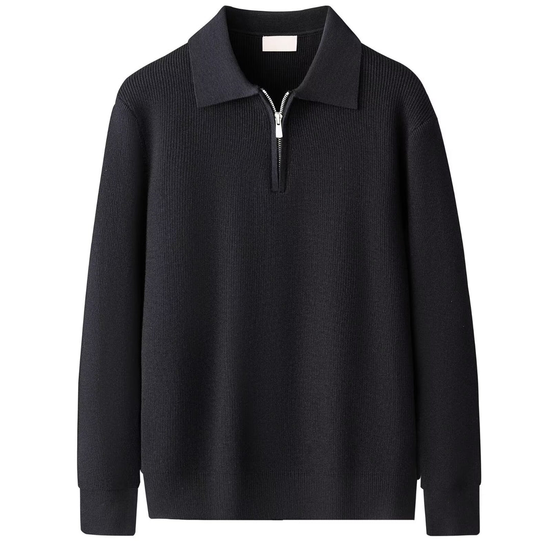 Herren Elegantes Pullover mit Stehkragen und Reißverschluss Drune