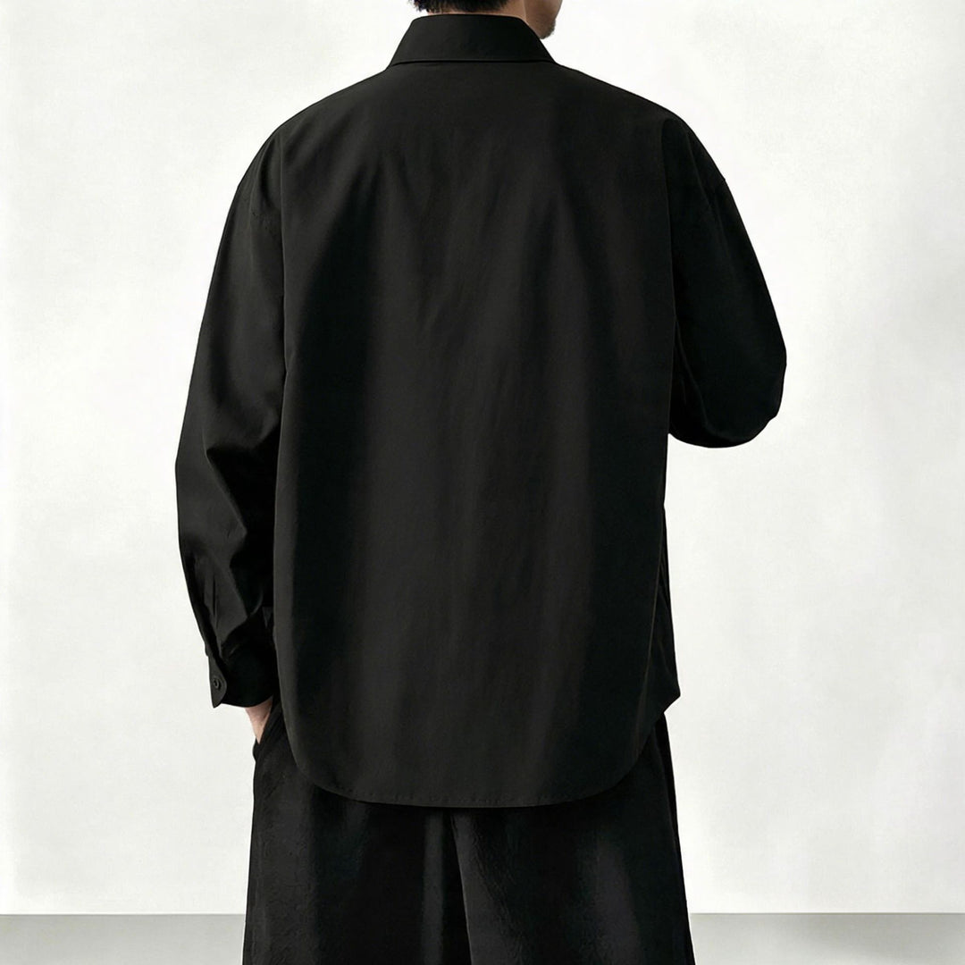 Damen Oversized Hemd mit Stehkragen und verdeckter Knopfleiste Drune
