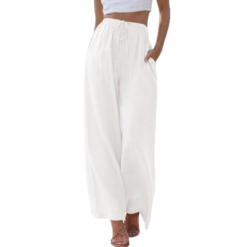 Damen Weite Palazzo-Hose mit elastischem Bund und seitlichen Taschen Drune
