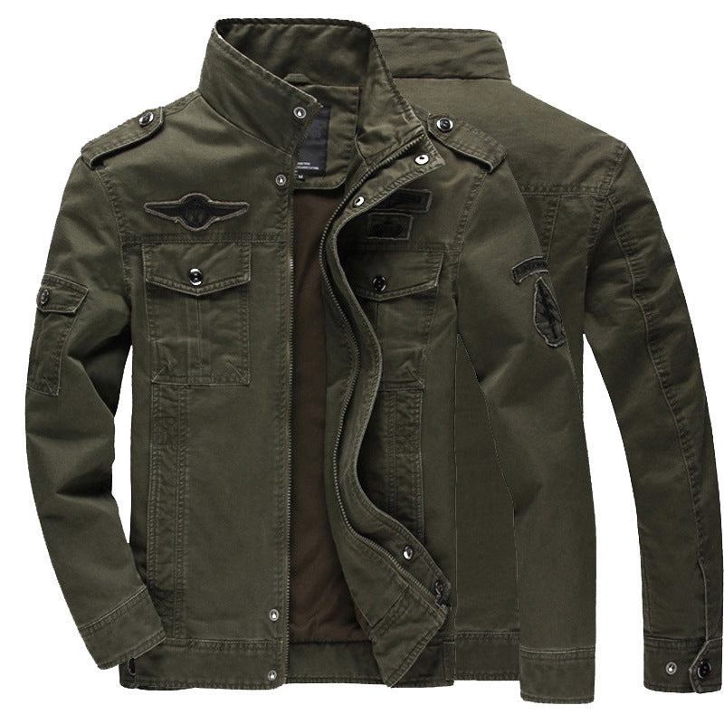 Herren Utility-Fieldjacke im Vintage Army Look mit Schulterklappen und Brusttaschen Drune
