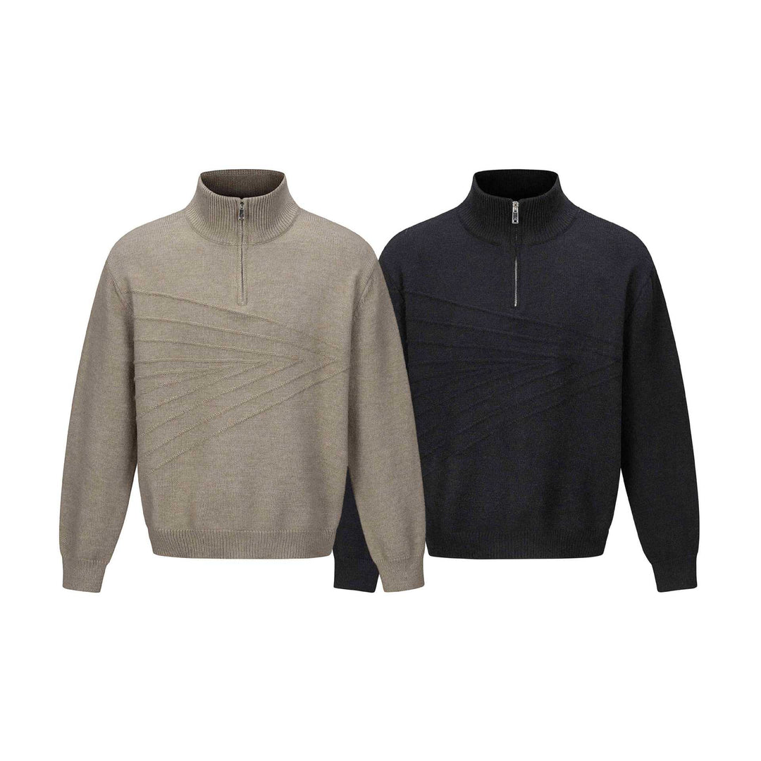 Herren Halbzip-Strickpullover mit Rippenkragen Drune