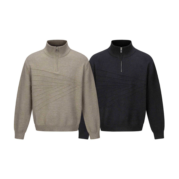 Herren Halbzip-Strickpullover mit Rippenkragen Drune