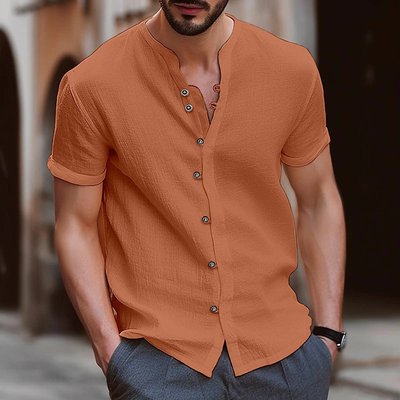 Herren lässiges Kurzarmhemd mit Knopfdetails Drune