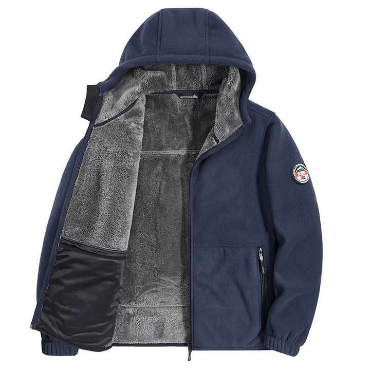 Herren Fleecejacke mit Kapuze und Teddy-Innenfutter Drune