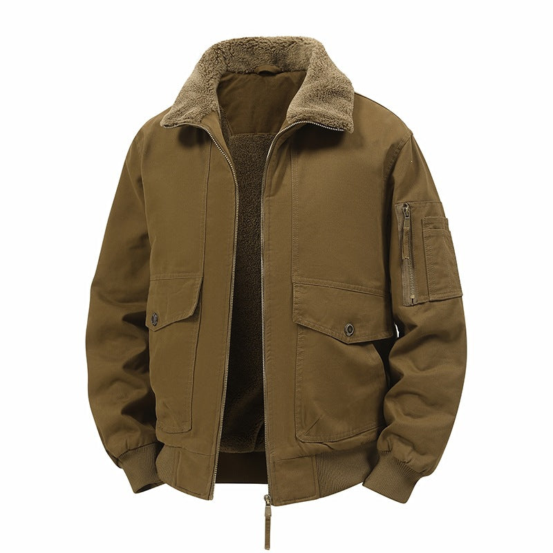 Herren Wärmende Bomberjacke mit Teddyfutter und Utility-Taschen Drune