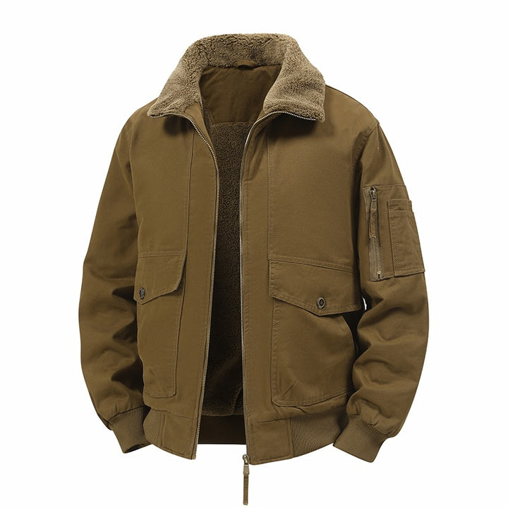 Herren Wärmende Bomberjacke mit Teddyfutter und Utility-Taschen Drune