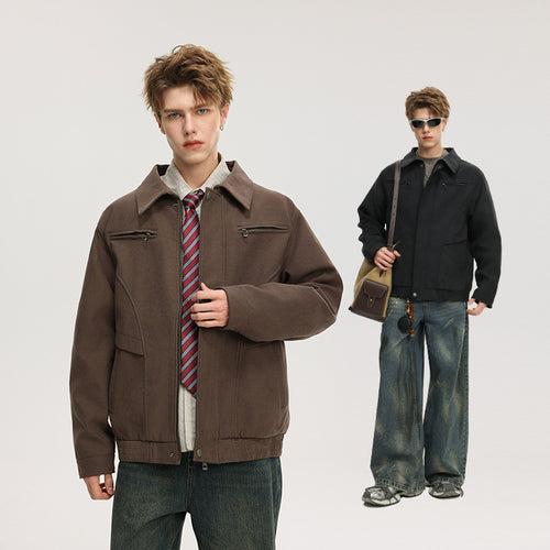 Herren Kurzjacke aus Wollmix mit verdecktem Reißverschluss und Brusttaschen Drune