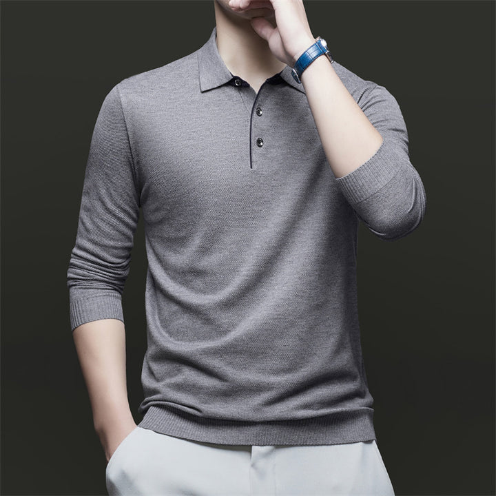 Herren Langarm-Polohemd mit strukturiertem Design und eleganter Passform Drune