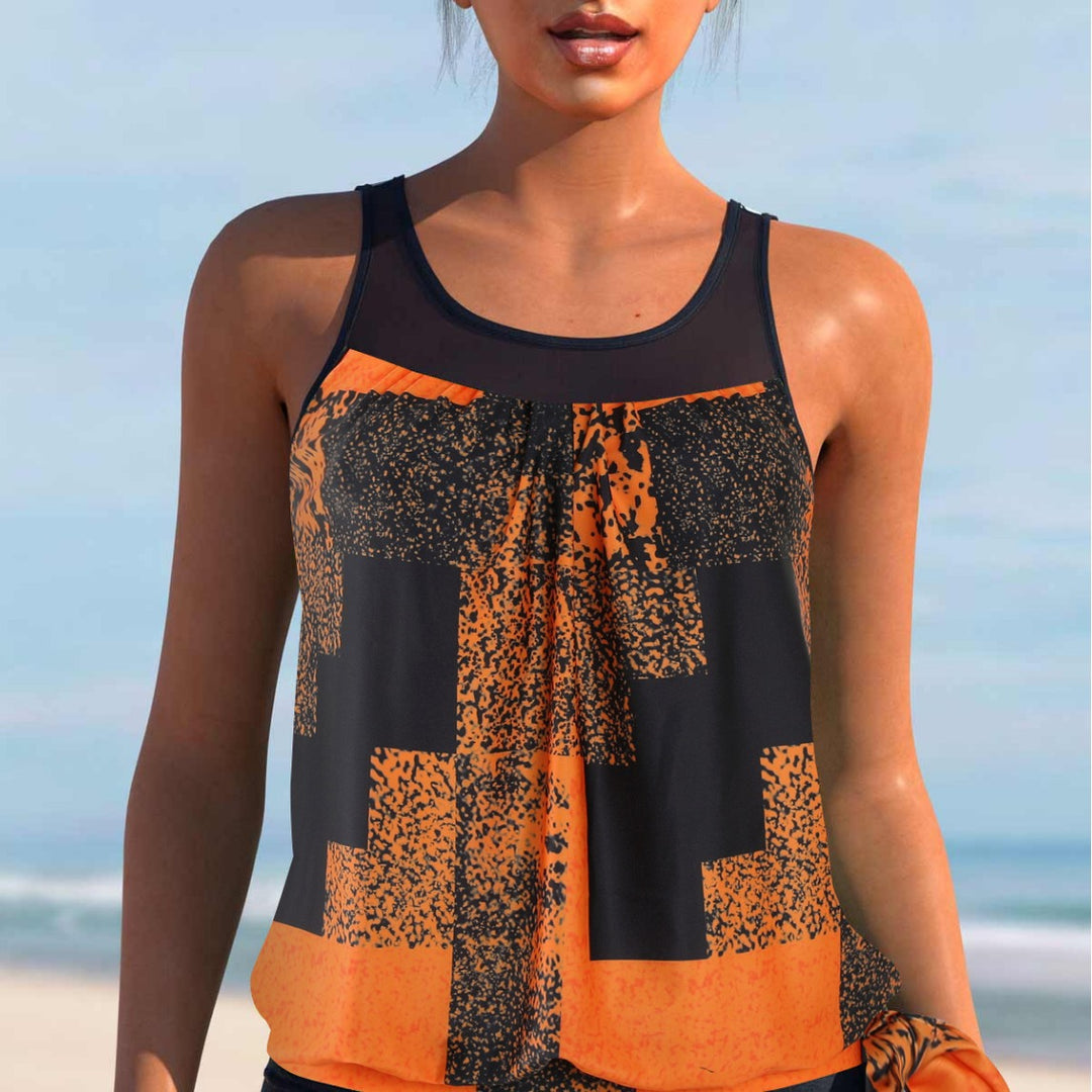 Damen Sportliches Tankini-Set mit Figurschmeichelndem Schnitt Drune