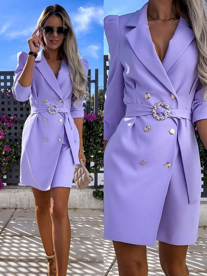 Damen Blazer Kleid mit tailliertem Schnitt und glamourösem Knopfdetail Drune