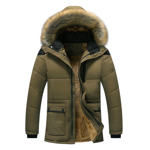 Herren Parka mit wärmender Plüschinnenlage und abnehmbarer Kunstfellkapuze Drune