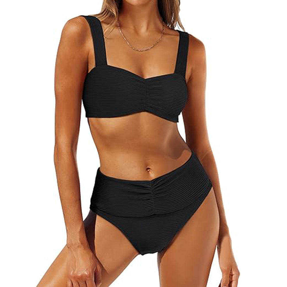 Damen Hochtailliertes Bikini-Set mit modischer Raffung Drune