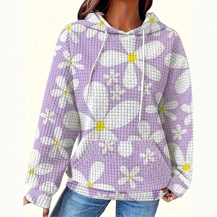 Damen Kapuzenpullover mit floralem Strukturmuster und bequemer Passform Drune