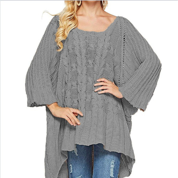 Damen Grobstrick Pullover mit weitem Schnitt und strukturiertem Design Drune