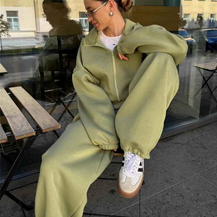 Damen Bequemer Kapuzenpullover und weite Jogginghose Set Drune