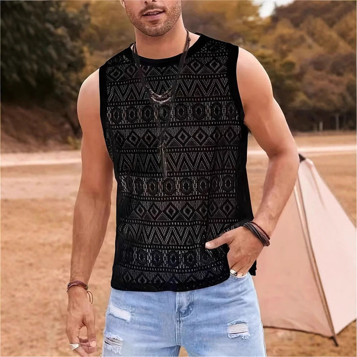 Herren Ärmelloses Netzshirt mit strukturiertem Design Drune
