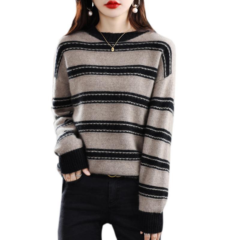Damen Weicher Streifenpullover im Mohair‑Look mit kastenförmiger Silhouette Drune