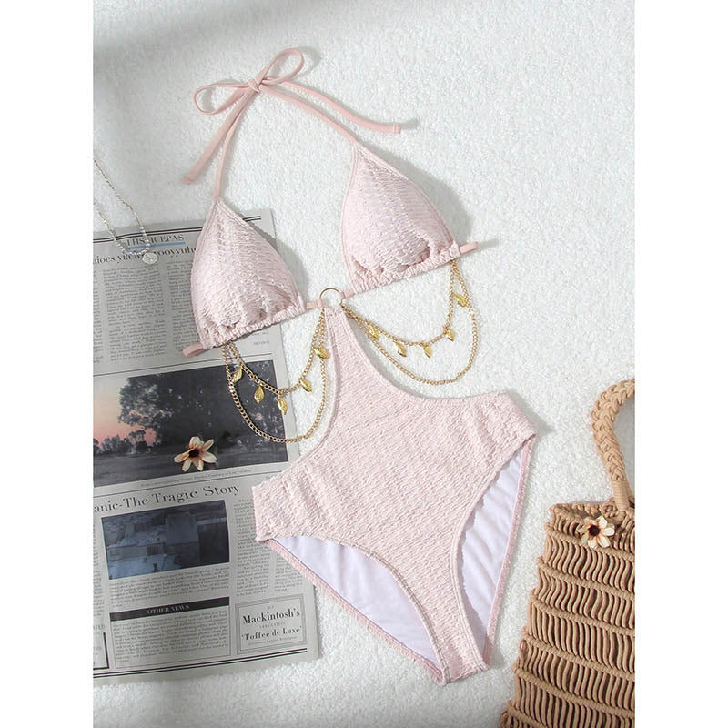 Damen Triangel-Bikini mit modischem Kettenakzent und verstellbaren Trägern Drune