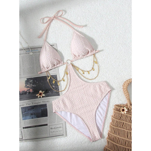 Damen Triangel-Bikini mit modischem Kettenakzent und verstellbaren Trägern Drune