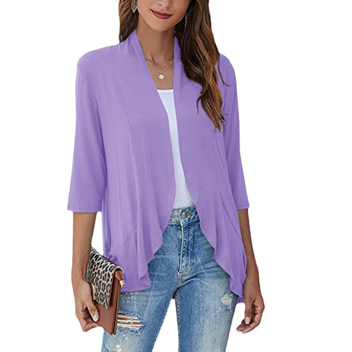 Damen leichte Chiffonjacke mit offenen Fronten und 3/4-Ärmeln Drune
