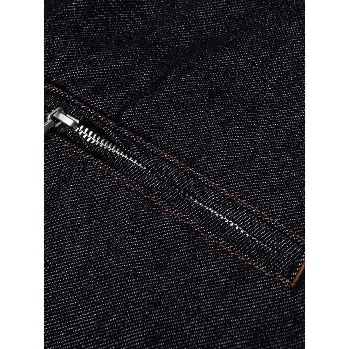 Herren Boxy-Denimjacke mit durchgehendem Reißverschluss, Brust-Reißverschlusstasche und Hemdkragen Drune