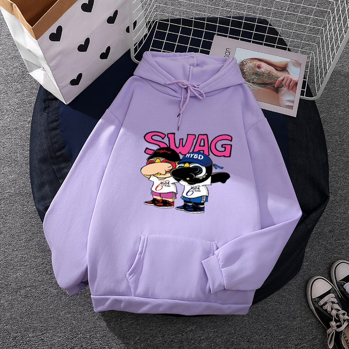 Damen Hoodie mit lustigem Cartoon-Design Drune