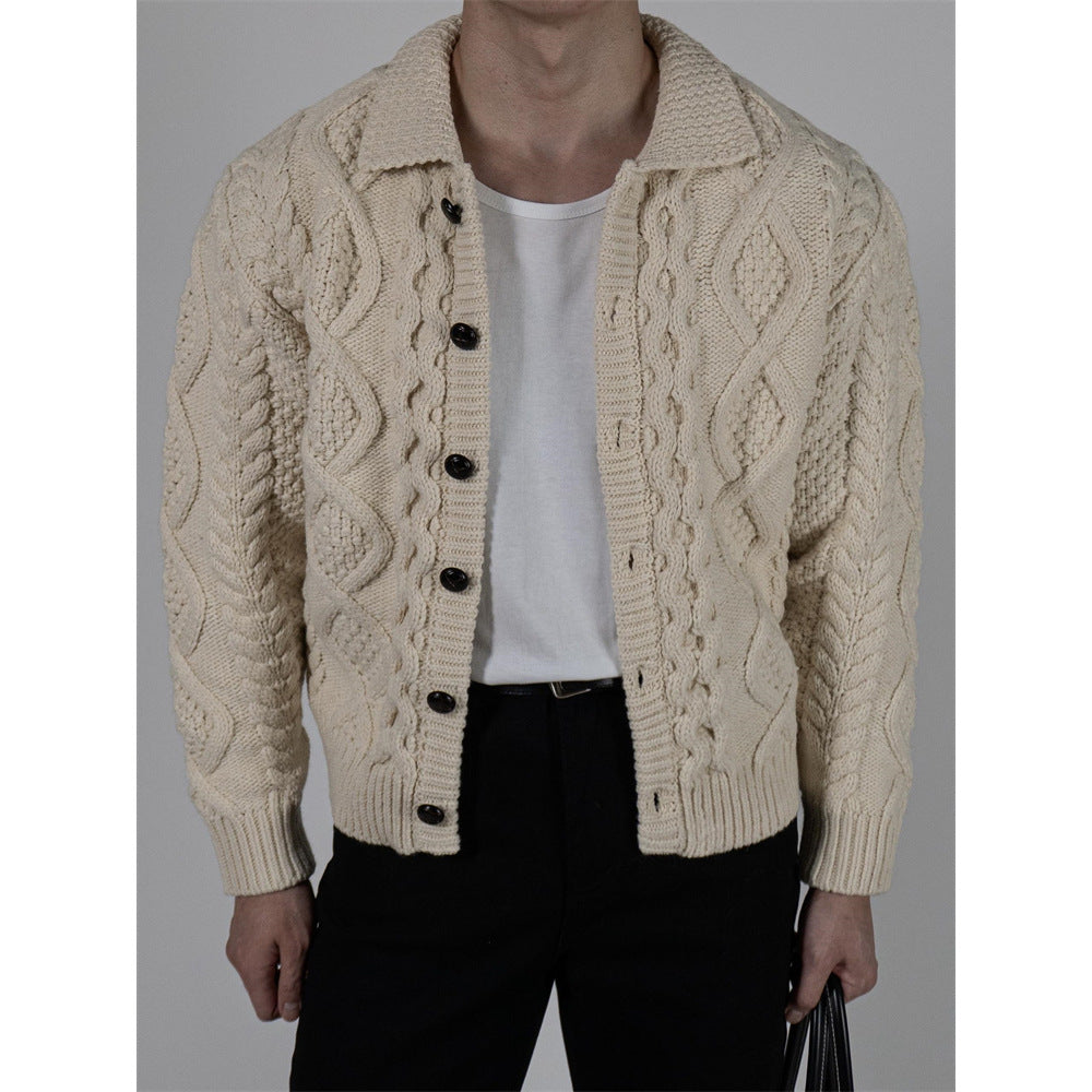 Herren Grobstrick Jacke mit Stehkragen Drune