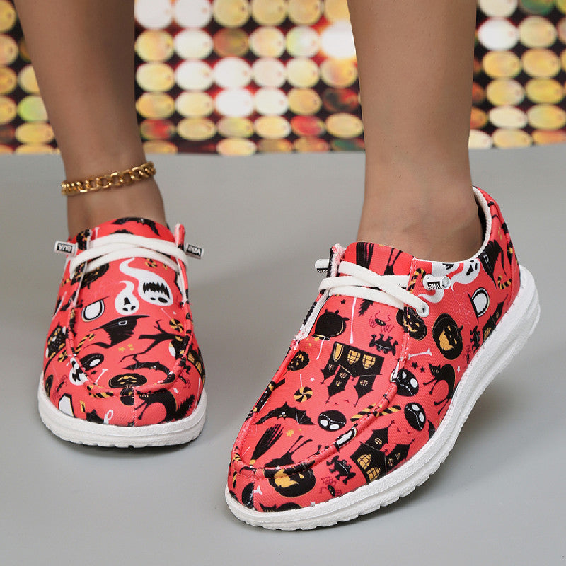 Damen Atmungsaktive Freizeitsneaker mit lustigem Halloween-Motiv Drune