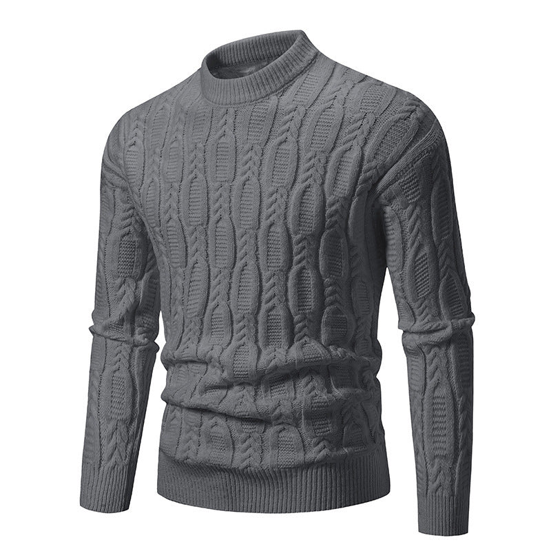 Herren Strickpullover mit Zopfdesign und hohem Kragen Drune