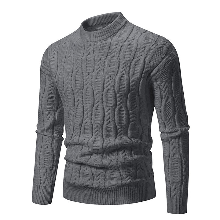 Herren Strickpullover mit Zopfdesign und hohem Kragen Drune