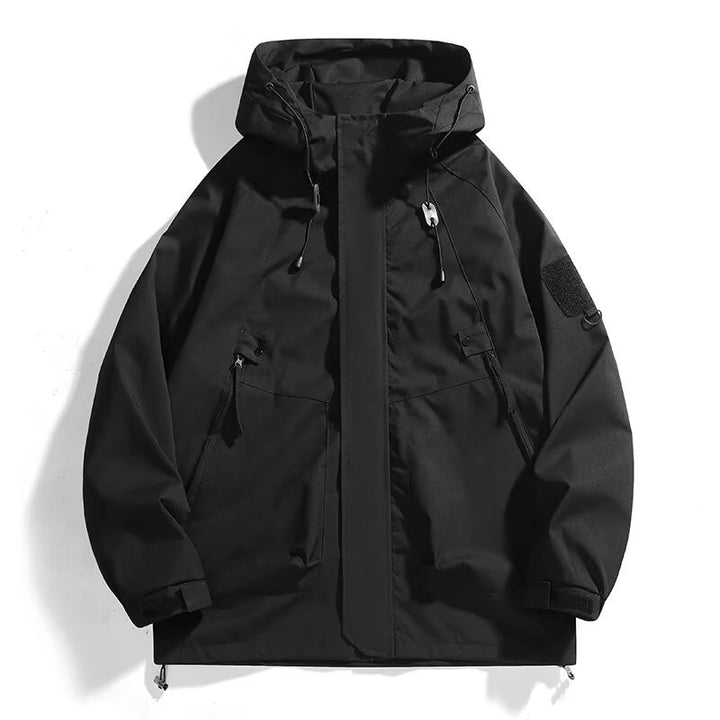 Herren Urbaner Utility-Softshellparka mit Kordelzug, Velcro-Ärmeln und verdeckten Reißverschlüssen Drune