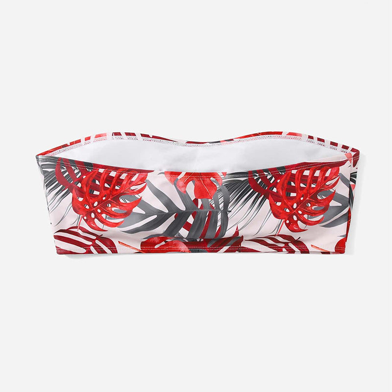 Damen Bandeau-Bikinioberteil mit lebhaftem Pflanzenmuster Drune