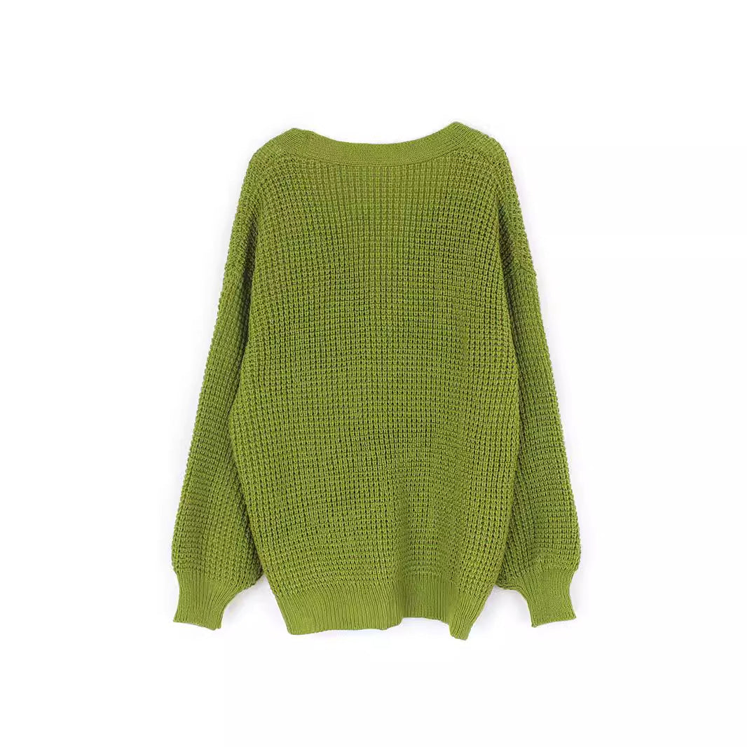 Damen modischer Strickcardigan mit luftigen Ärmeln und Knopfdetail Drune