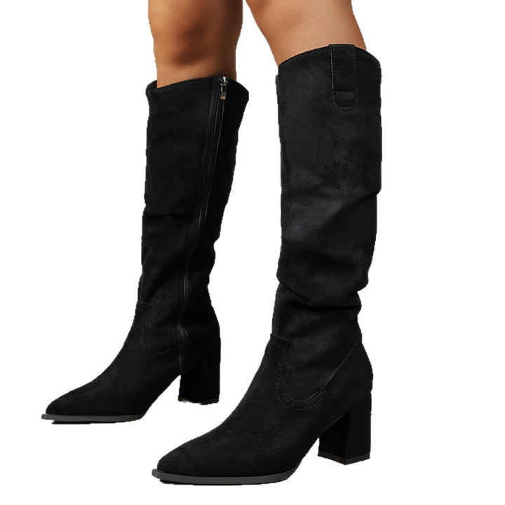 Damen Klassische und elegante Overkneestiefel Drune