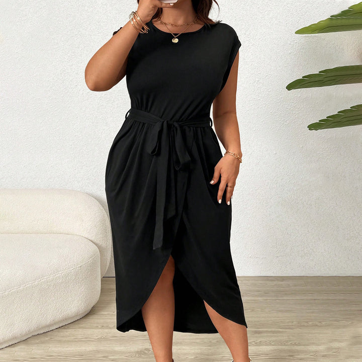 Damen Wickelkleid mit Taillengürtel und elegantem Schlitz Drune