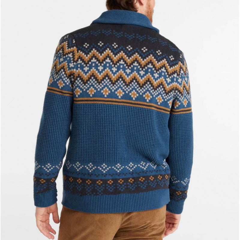 Herren Strickjacke mit traditionellem Norweger-Muster und großen Taschen Drune