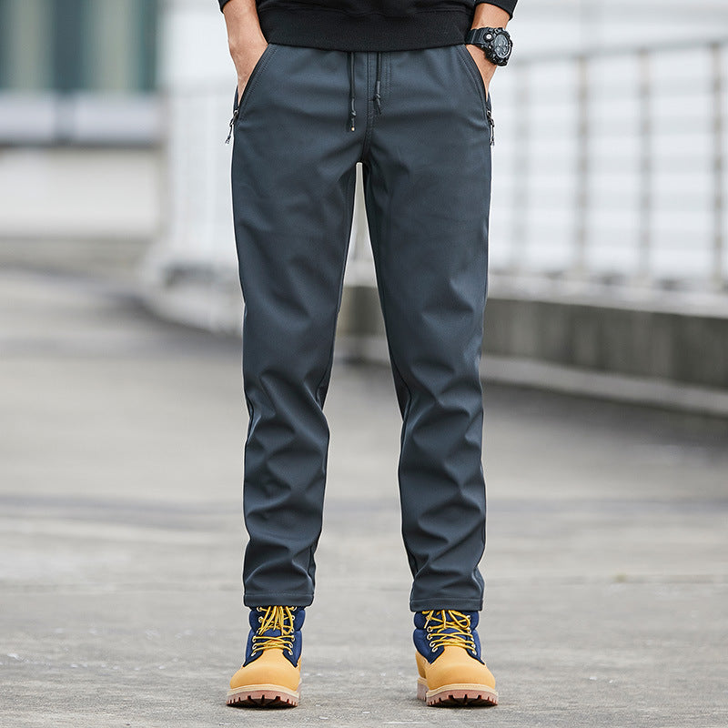 Herren Technische Softshell-Jogginghose mit wasserabweisender Membran, Reißverschlusstaschen und elastischem Kordelbund Drune