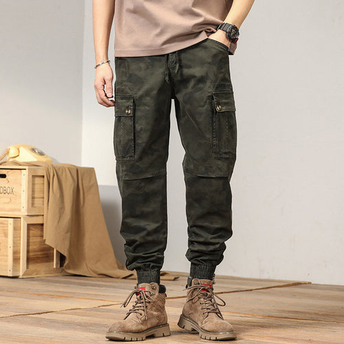 Herren taktische Cargojoggerhose im Camouflage‑Look mit Tunnelzugbund, verstärkten Knien und Bündchenabschlüssen Drune