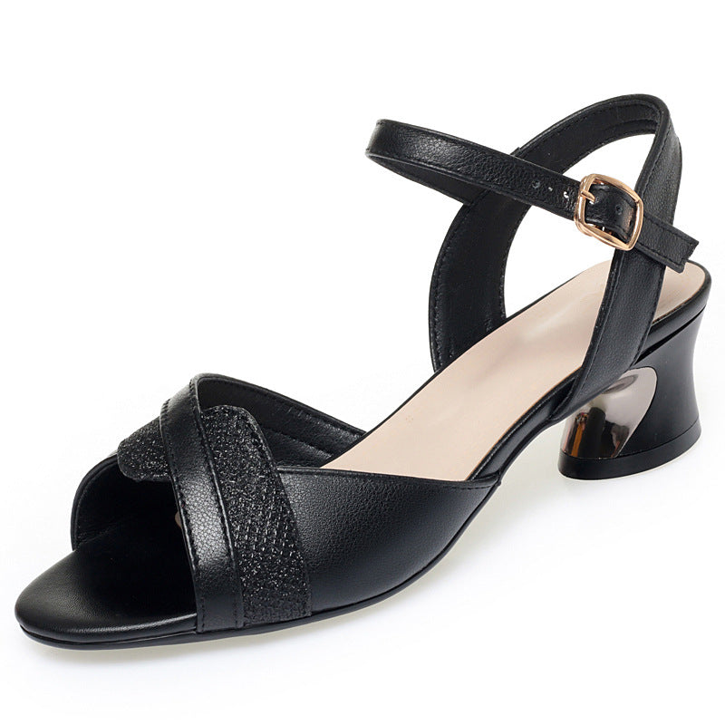 Damen Elegante Absatzsandalen mit modischem Glitzerakzent und komfortablem Riemen Drune