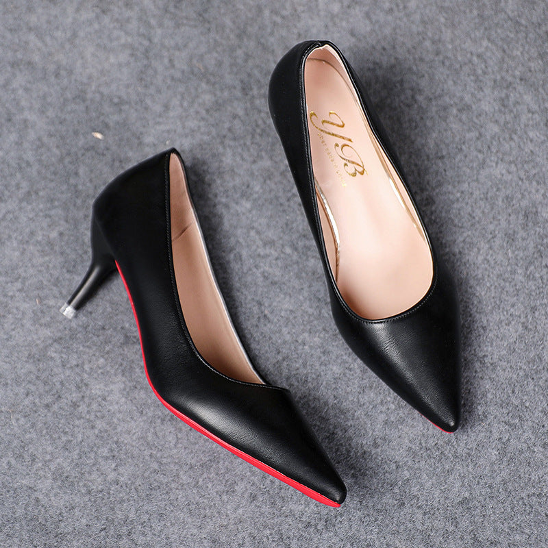 Damen spitze Stiletto-Pumps mit roter Sohle und Lederoptik Drune