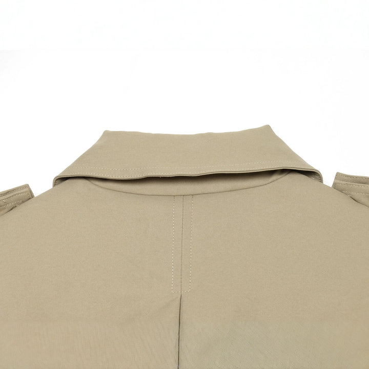 Damen Kurz-Cape-Trench mit Doppelreihe, Schulterklappen und Taillengürtel Drune